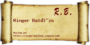 Ringer Balázs névjegykártya