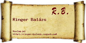 Ringer Balázs névjegykártya